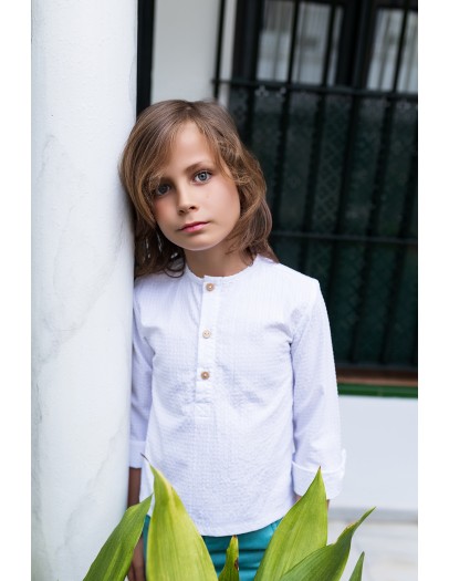 Camisa Niño Vichy Blanca Manga Larga 2